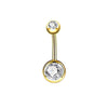 Fashion Geometric Stainless Steel Inlay Zircon Belly Ring