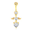 Simple Style Heart Shape Bow Knot Stainless Steel Plating Zircon Belly Ring 1 Piece