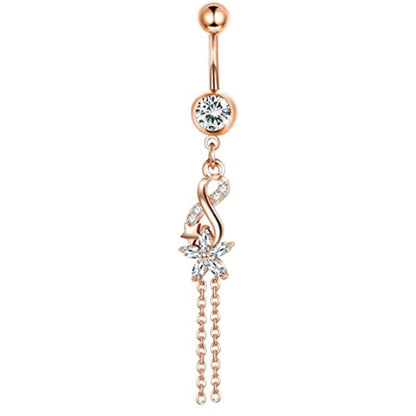 Simple Style Heart Shape Bow Knot Stainless Steel Plating Zircon Belly Ring 1 Piece