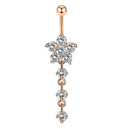 Simple Style Heart Shape Bow Knot Stainless Steel Plating Zircon Belly Ring 1 Piece