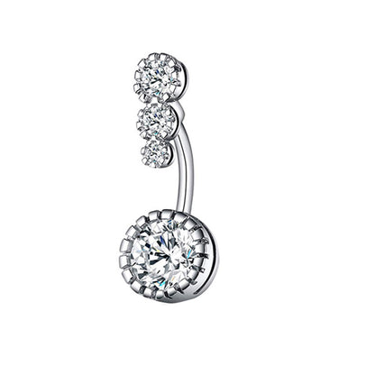 Simple Style Heart Shape Bow Knot Stainless Steel Plating Zircon Belly Ring 1 Piece