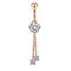 Simple Style Heart Shape Bow Knot Stainless Steel Plating Zircon Belly Ring 1 Piece