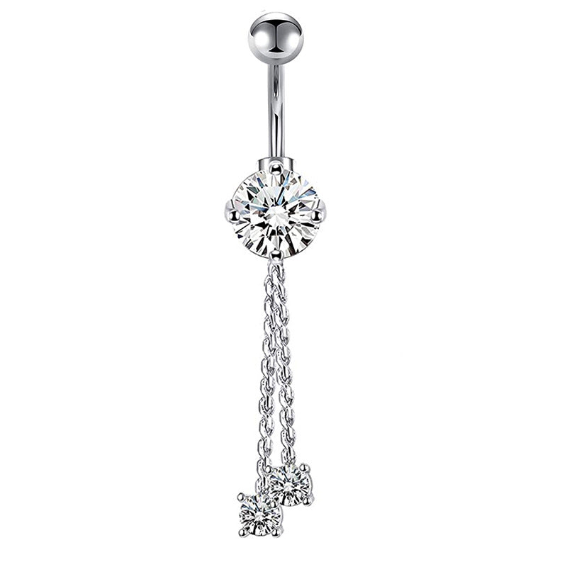 Simple Style Heart Shape Bow Knot Stainless Steel Plating Zircon Belly Ring 1 Piece