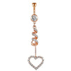 Simple Style Heart Shape Bow Knot Stainless Steel Plating Zircon Belly Ring 1 Piece