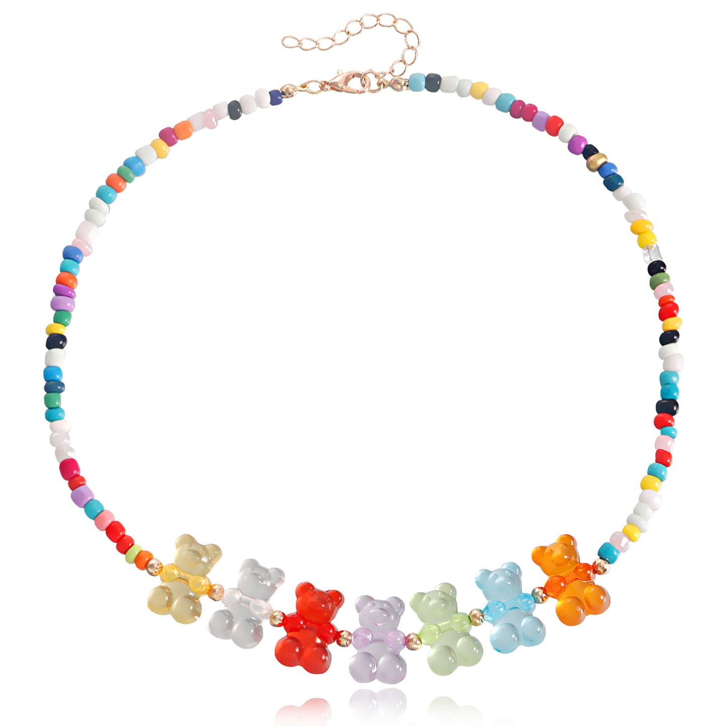 Cute Bear Alloy Beaded Plating Necklace