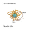 Fashion Sun Stainless Steel Plating Inlay Turquoise Gold Plated Open Ring