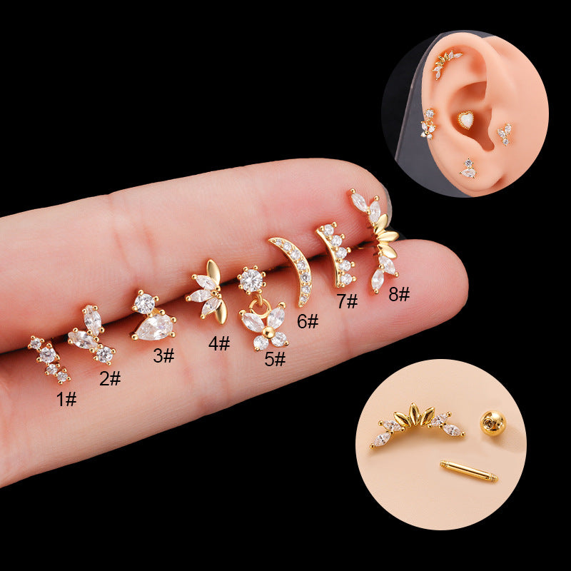 1 Piece Fashion Butterfly Plating Inlay Metal Zircon Ear Studs