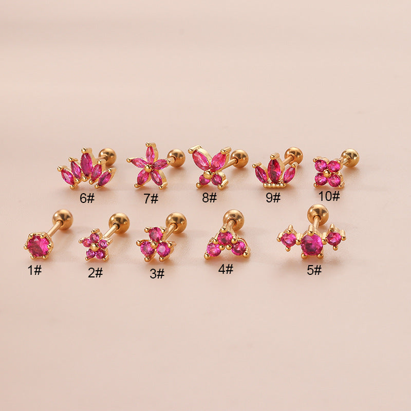 1 Piece Fashion Flower Plating Inlay Copper Zircon Ear Studs