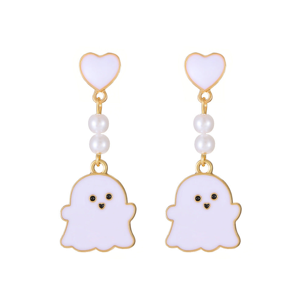 1 Pair Fashion Ghost Pearl Alloy Drop Earrings