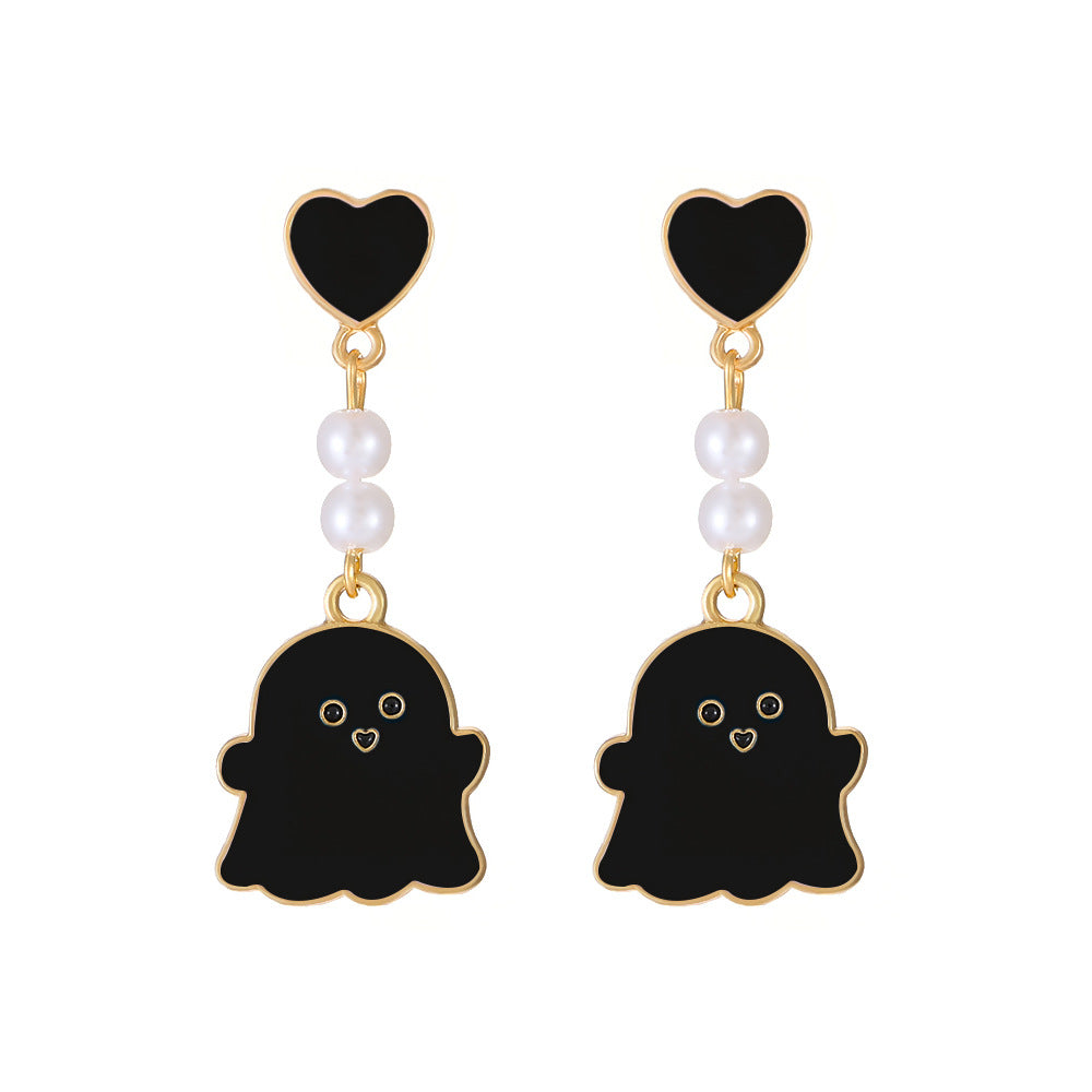 1 Pair Fashion Ghost Pearl Alloy Drop Earrings