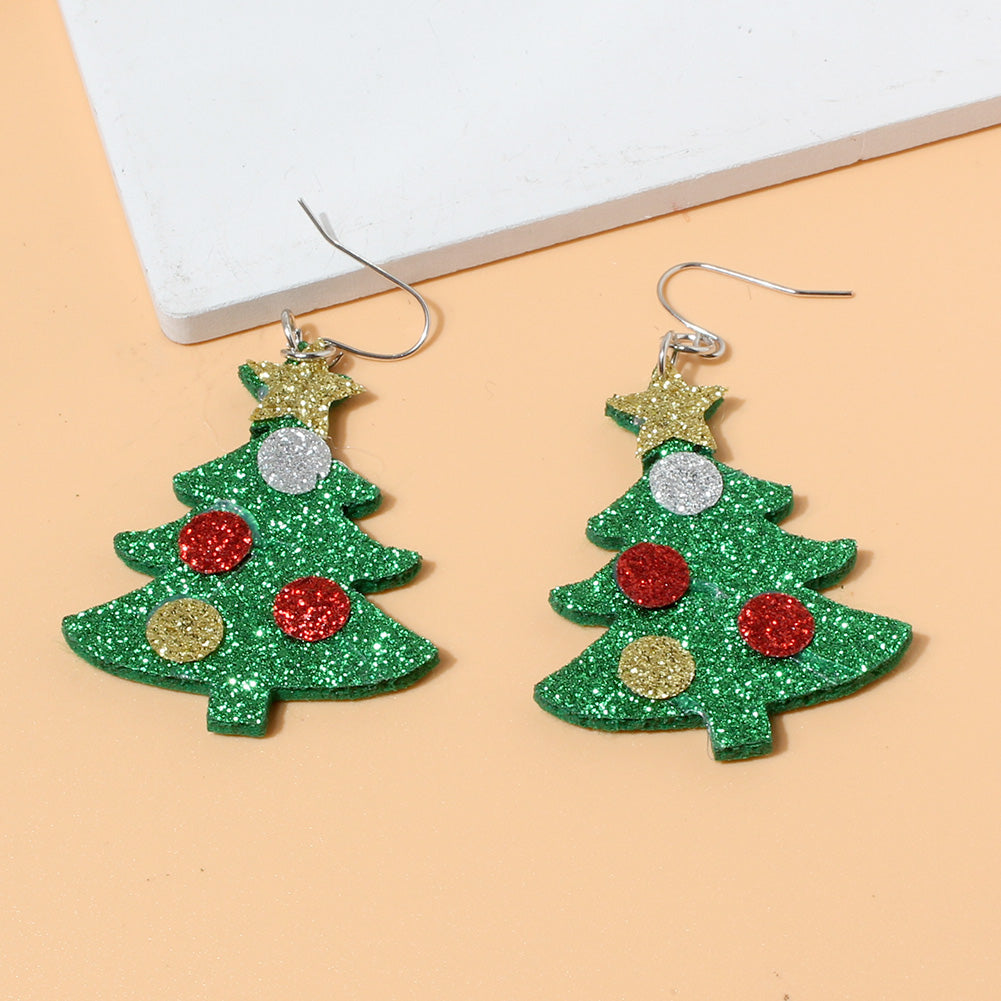 Cute Christmas Tree Pu Leather Women's Drop Earrings 1 Pair