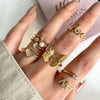 Fashion Heart Shape Butterfly Alloy Inlay Artificial Pearls Rhinestones Women's Rings 5 Pieces