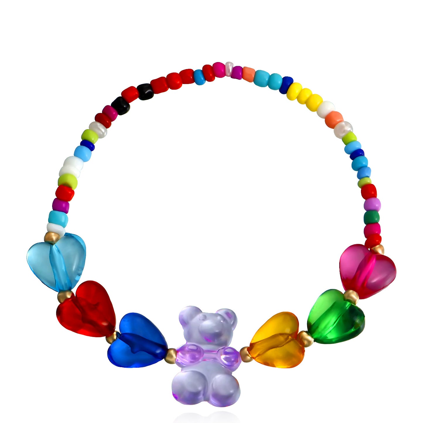 Cute Bear Alloy Beaded Plating Necklace