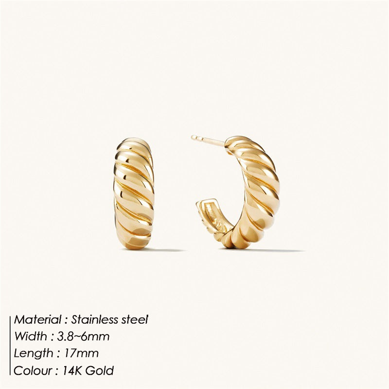 1 Pair Simple Style Twist Plating Stainless Steel Earrings