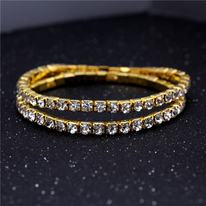 Simple Style Geometric Crystal Rhinestone Gem Bracelets