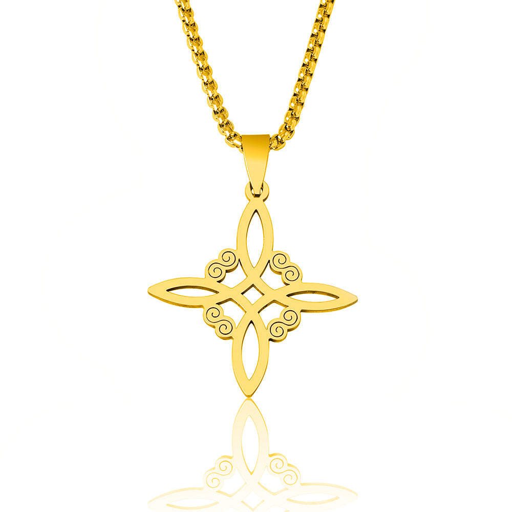 Simple Style Cross Witches Knot Alloy Hollow Out Unisex Pendant Necklace