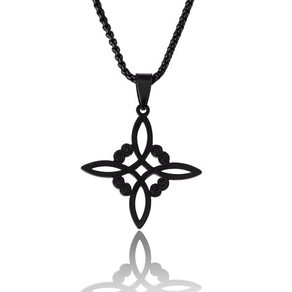 Simple Style Cross Witches Knot Alloy Hollow Out Unisex Pendant Necklace