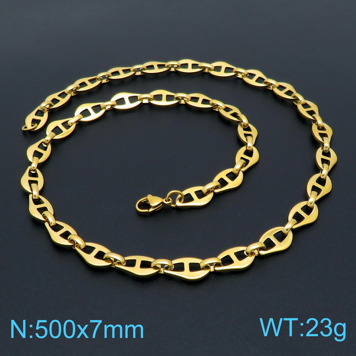 Europe America Geometric Chain 18k Gold-plated Necklace Bracelet Stainless Steel Jewelry