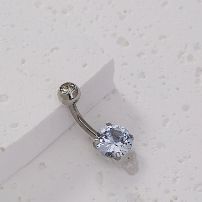 Nordic Style Water Droplets Spider Stainless Steel Inlay Zircon Belly Ring 1 Piece