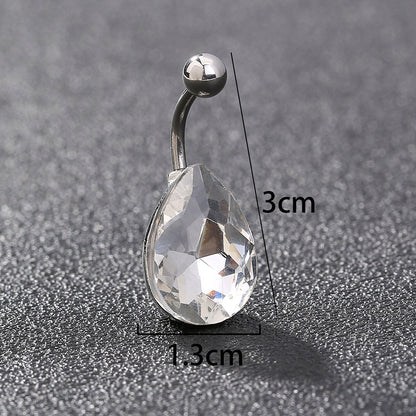 Nordic Style Water Droplets Spider Stainless Steel Inlay Zircon Belly Ring 1 Piece