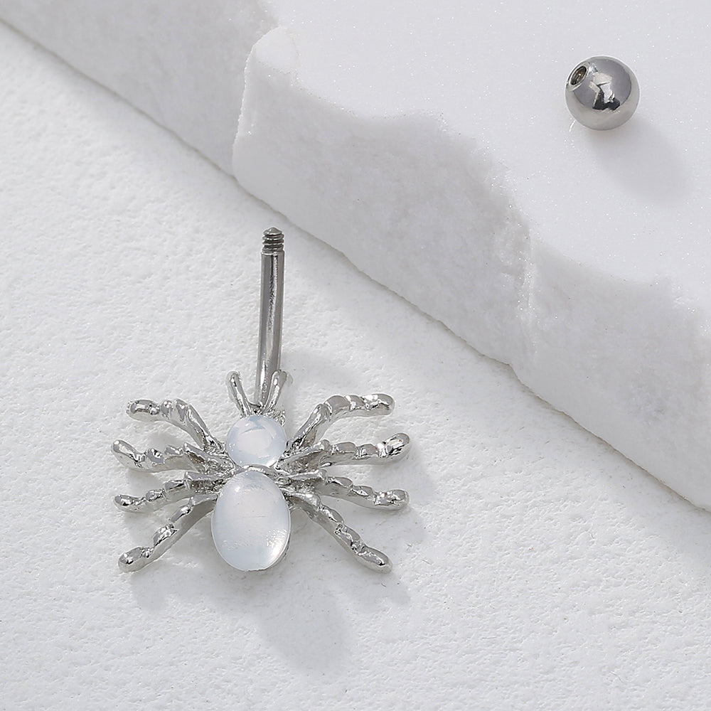 Nordic Style Water Droplets Spider Stainless Steel Inlay Zircon Belly Ring 1 Piece