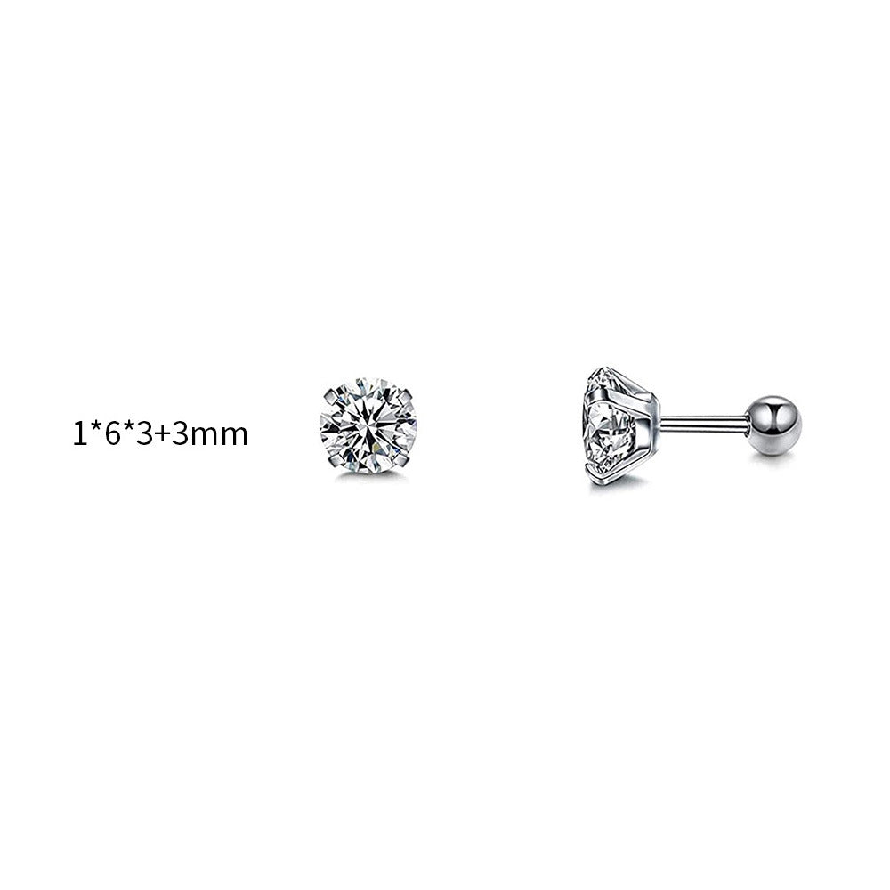 Fashion Round Metal Plating Zircon Women's Ear Studs 1 Piece