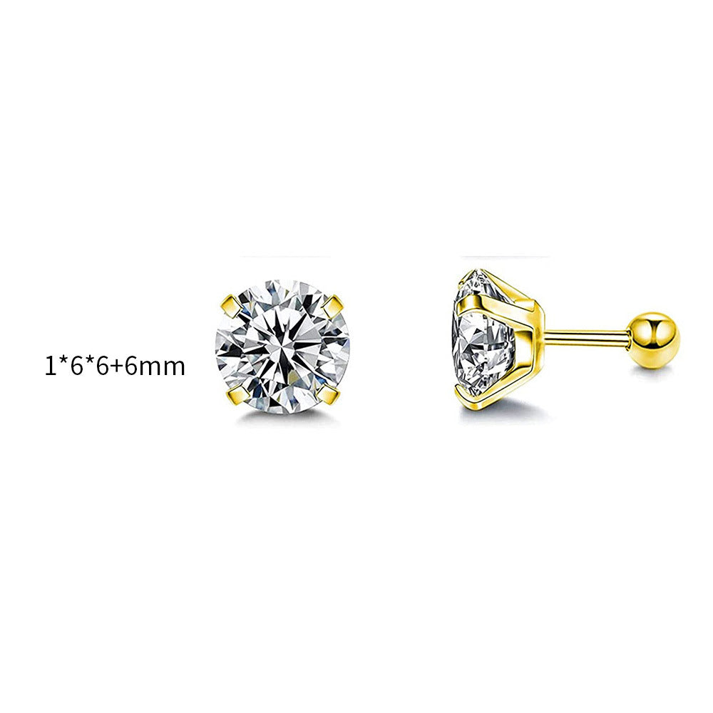 Fashion Round Metal Plating Zircon Women's Ear Studs 1 Piece