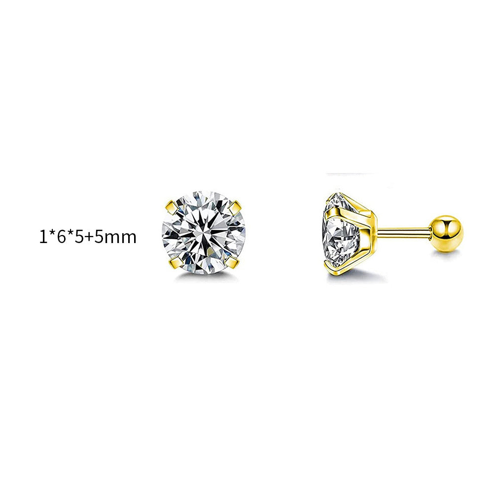 Fashion Round Metal Plating Zircon Women's Ear Studs 1 Piece