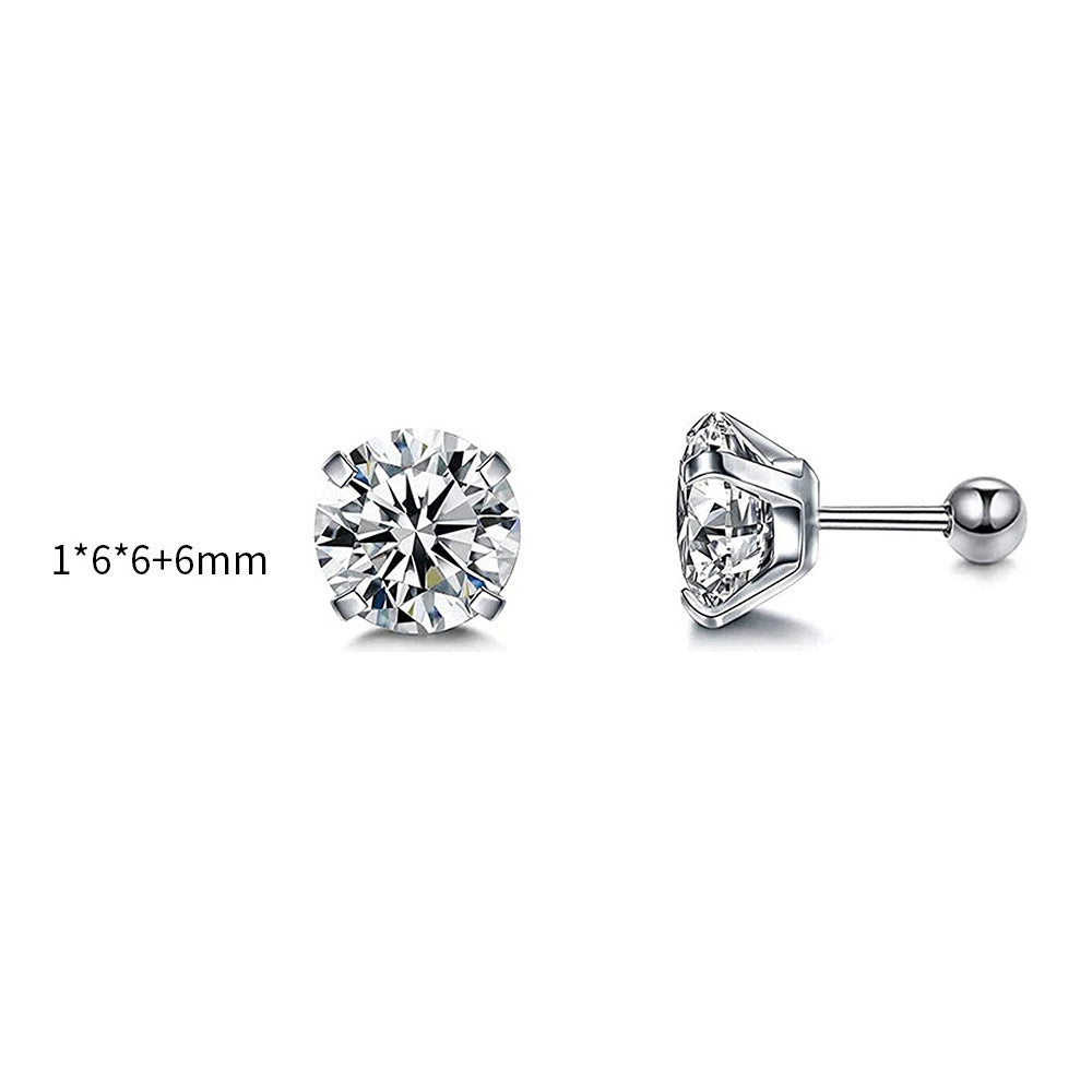 Fashion Round Metal Plating Zircon Women's Ear Studs 1 Piece