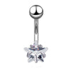 Fashion Star Heart Shape Butterfly Stainless Steel Inlay Zircon Belly Ring 1 Piece