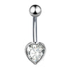 Fashion Star Heart Shape Butterfly Stainless Steel Inlay Zircon Belly Ring 1 Piece