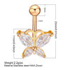 Fashion Star Heart Shape Butterfly Stainless Steel Inlay Zircon Belly Ring 1 Piece