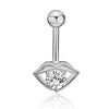 Fashion Star Heart Shape Butterfly Stainless Steel Inlay Zircon Belly Ring 1 Piece