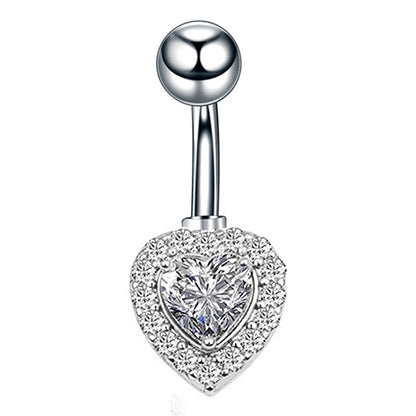 Fashion Star Heart Shape Butterfly Stainless Steel Inlay Zircon Belly Ring 1 Piece