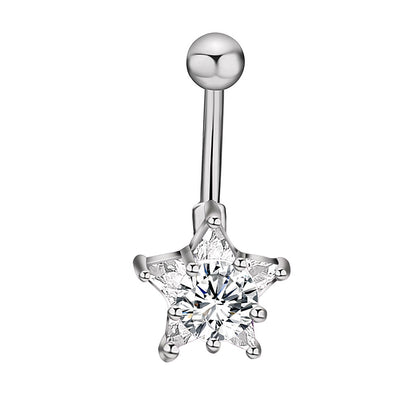 Fashion Star Heart Shape Butterfly Stainless Steel Inlay Zircon Belly Ring 1 Piece