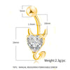 Fashion Star Heart Shape Butterfly Stainless Steel Inlay Zircon Belly Ring 1 Piece