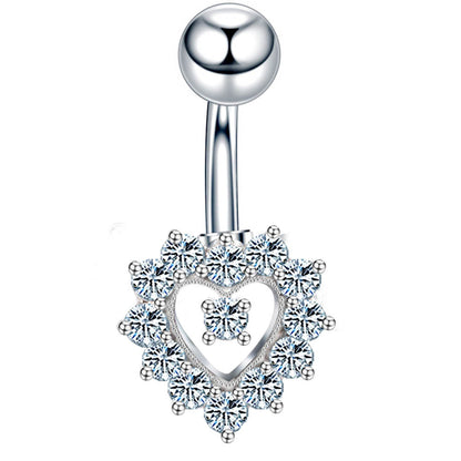 Fashion Star Heart Shape Butterfly Stainless Steel Inlay Zircon Belly Ring 1 Piece