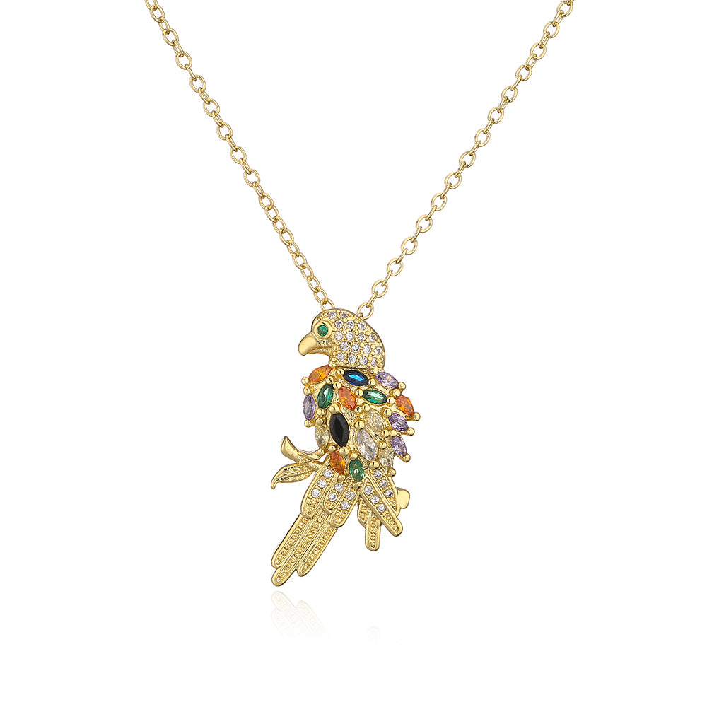 Fashion Tortoise Rabbit Bird Copper Gold Plated Zircon Pendant Necklace 1 Piece