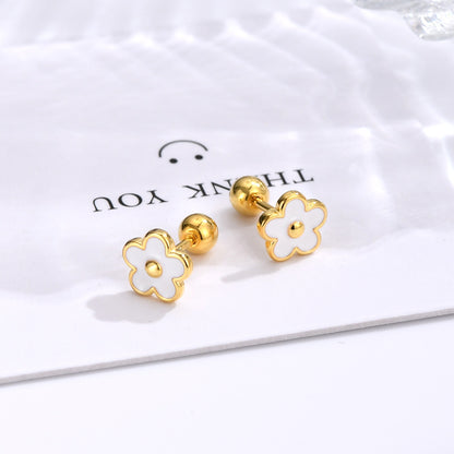 Simple Style Flower Silver Plating Ear Studs 1 Pair