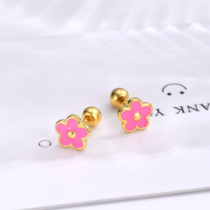 Simple Style Flower Silver Plating Ear Studs 1 Pair