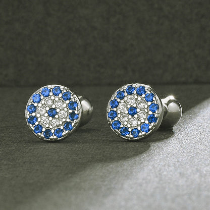 Simple Style Devil's Eye Silver Plating Inlay Zircon Ear Studs 1 Pair