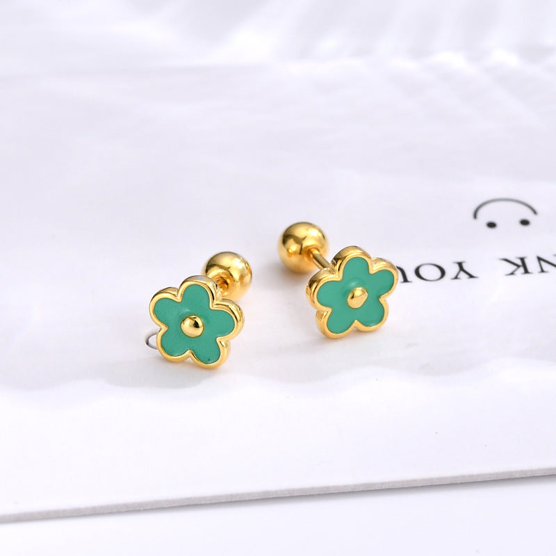 Simple Style Flower Silver Plating Ear Studs 1 Pair