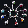 Fashion Geometric Stainless Steel Inlay Zircon Belly Ring