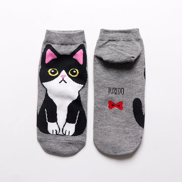 Women'S Cute Cat Cotton Jacquard Ankle Socks