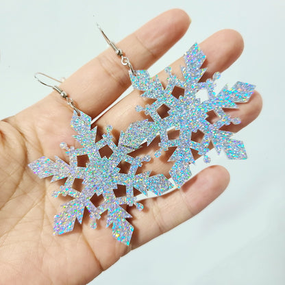 1 Pair Exaggerated Snowflake Arylic Earrings