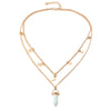 Fashion Star Moon Alloy Natural Stone Plating Layered Necklaces