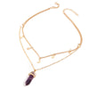 Fashion Star Moon Alloy Natural Stone Plating Layered Necklaces