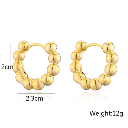 Fashion Circle Copper Gold Plated Hoop Earrings 1 Pair