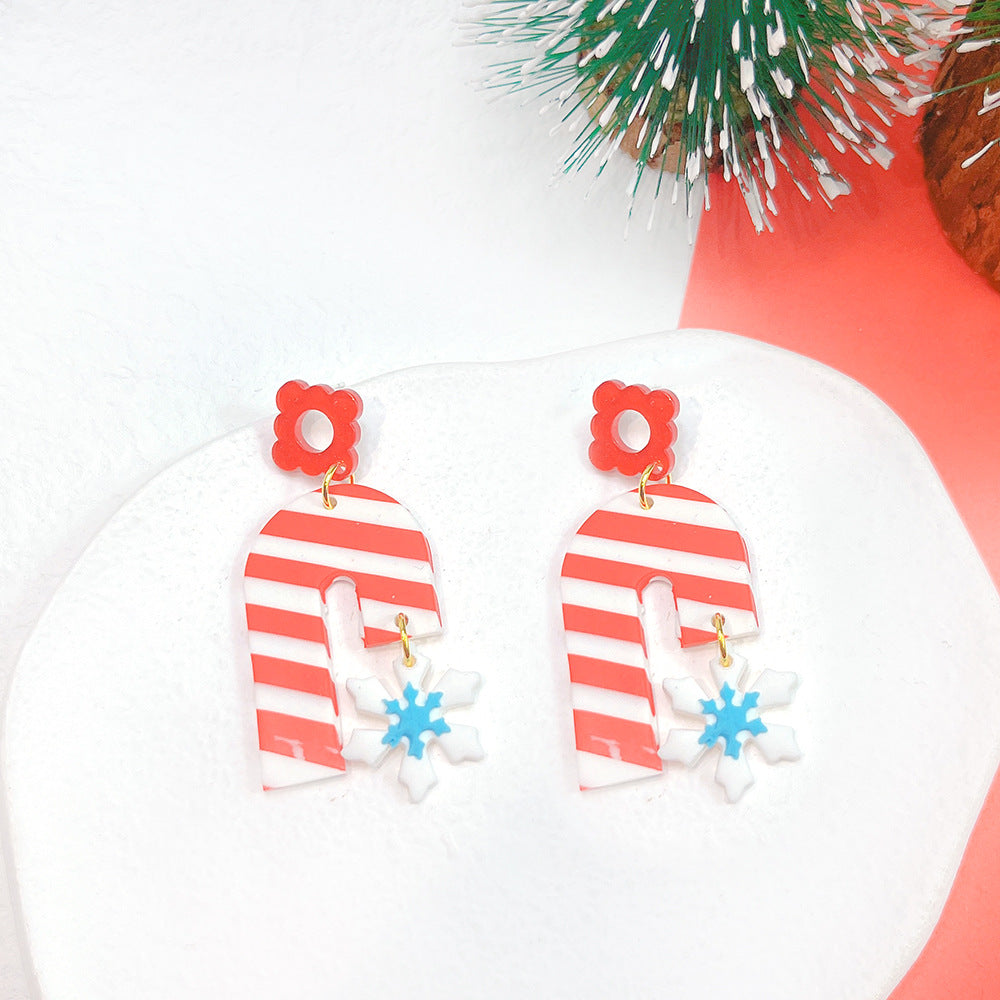 1 Pair Fashion Christmas Tree Star Soft Clay Drop Earrings