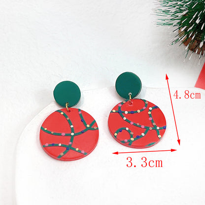 1 Pair Fashion Christmas Tree Star Soft Clay Drop Earrings